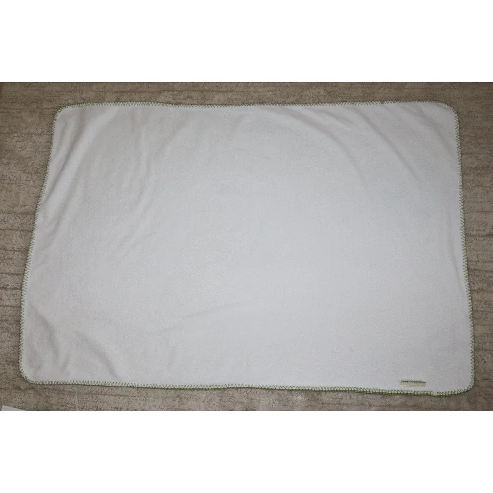 Pottery Barn Kids Lime Green White Reversible Soft Stroller Baby Blanket 39x26